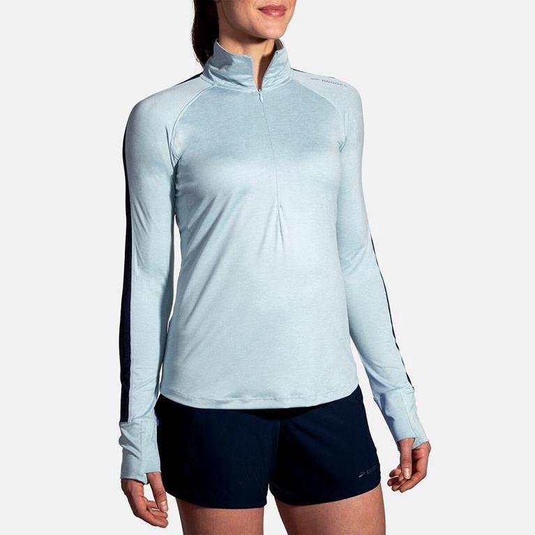 Brooks Dash Half Zip Running Jackets - Women's - Blue (19576-KTYH)